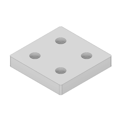 MODULAR SOLUTIONS FOOT &amp; CASTER CONNECTING PLATE<BR>90MM X 90MM FLAT NO HOLES, SOLID ALUMINUM